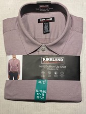 Men's Kirkland Signature Modern Fit Dress Shirt XL 17-18/36-37 Red - NWT 