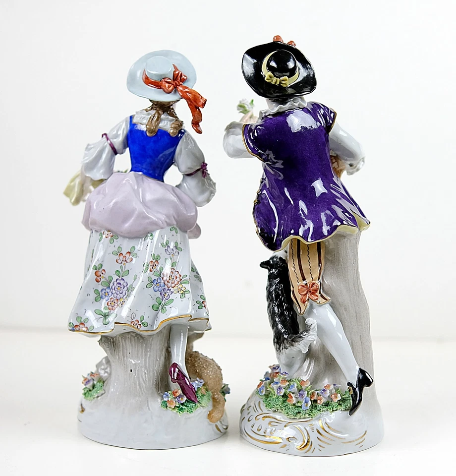 Par de estatuillas pastor y pastora, Seatendorf, porcelana siglo XX Foto 2 de 4