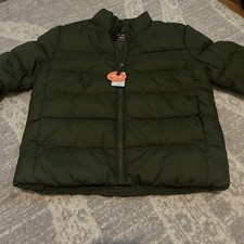 The Childrens Place Puffer Jacket Olive Green Kids Size M 7-8 Winter Coat