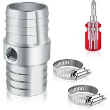Radiator Hose Barb Coupler with 1/8" NPT Side Port-Aluminum 1in Steam - 1 Inch