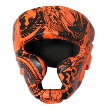 Last Punch 3D Printed Orange & Black Heavy Duty Cheek Protection Boxing Headgear