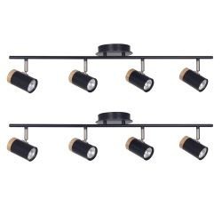 Set of 2 Modern Black 4 Way Spotlights Adjustable Ceiling Down Light Fitting - Picture 1 of 6