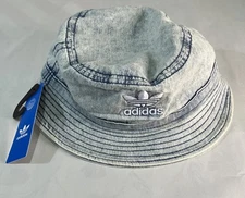 Adidas Originals Denim Bucket Hat Collegiate Navy White Logo Classic Men Women