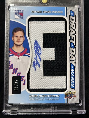 2019-20 SP Game Used Igor Shesterkin Draft Day Marks Rookie Patch Auto  #8/35 