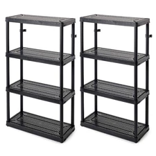 Black 4-Tier Fixed Height Ventilated Shelving Unit, (2 Pack) (32 In. W X 54.5 In
