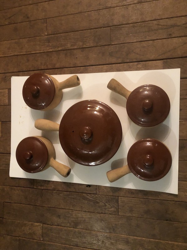 Pfaltzgraff Pottery Handled Bean Soup Pot Casserole Dish set with Lids