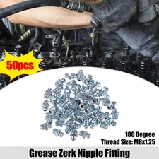50 Pcs M8x1.25 Car Grease Nipple Fitting Straight 180 Degree Galvanized Steel