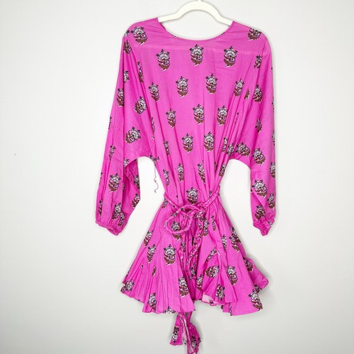 Rhode Womens Ella Belted Cotton Mini Dress Marigold Flower Hot Pink Size Medium - Picture 3 of 10