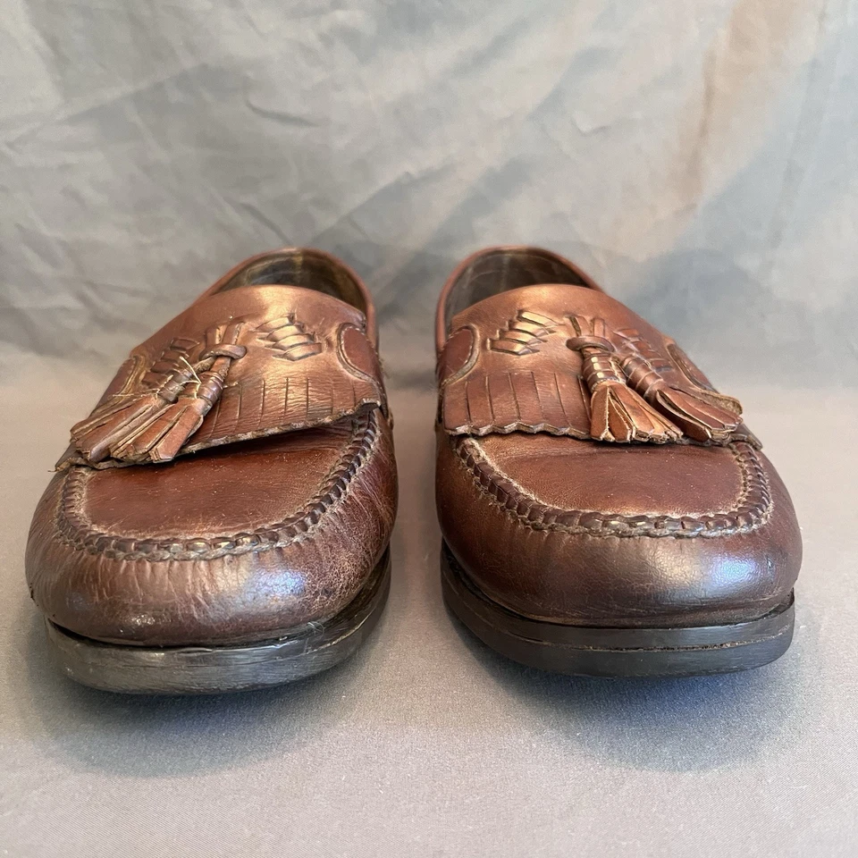 Bostonian Men's Size 13EEE VTG Kilted TAN Brown Leather Tassel Dress Loafers VG - Image 2 of 4