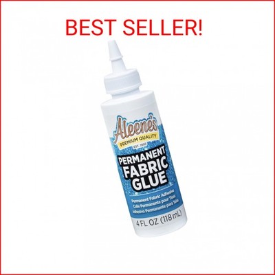 Aleene's Permanent Fabric Glue 4 fl oz, Machine Washable Adhesive, No-Sew Strong