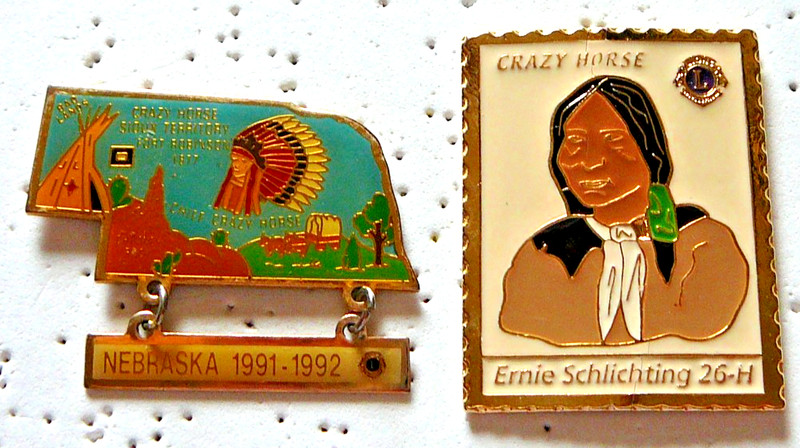 Lions Club Pins - CRAZY HORSE presented by NEBRASKA & LION SCHLICHTING