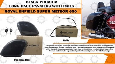 Royal Enfield Super Meteor 650 Black Premium Long Haul Packtaschen Box mit...
