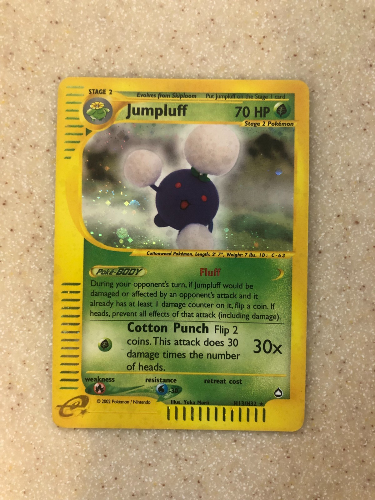 DAMAGED 2003 Pokemon TCG  Aquapolis Jumpluff Holo Rare H13/H32