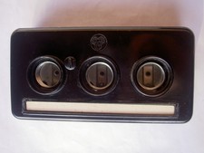 Stara antyczna skrzynka bezpieczników CGN czarna z bakelitu / porcelany 3x diazed