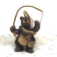 Grizzly Brown Bear Christmas Ornament Rustic Lodge Primitive Fishing Hunting 5"