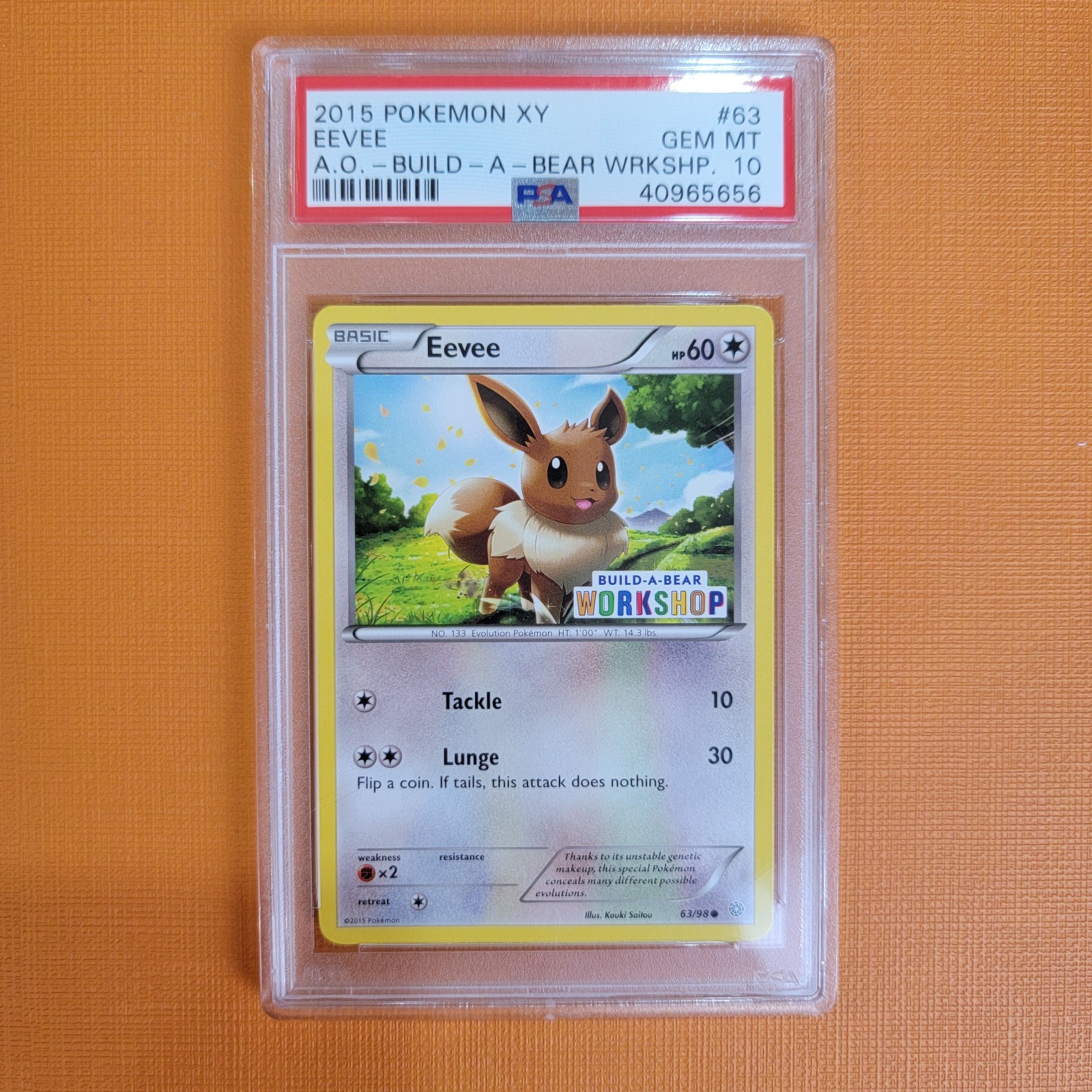 Eevee 63/98 Build-A-Bear Workshop Promo Stamped Pokémon 2015 XY PSA 10 GEM