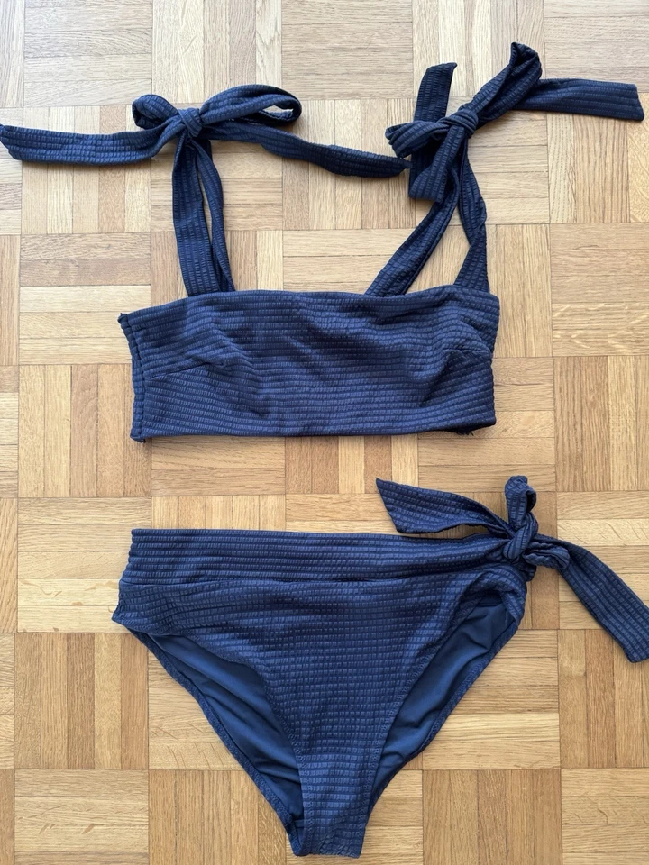 H&M Bikini In Dunkelblau Mit Schönen Bindedetails, Gr.40, 1x Getragen Wie Neu