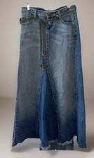 VINTAGE LEI Denim Skirt Y2K Frayed Hem Boho Belt Included  Chelsea   Size 3