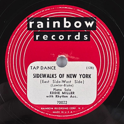 Eddie Miller Sidewalks Of New York / Tea For Two 1949 10'' 78 rpm Record 70022