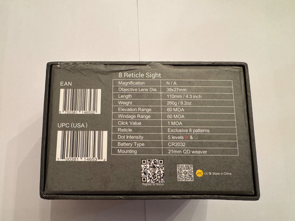 Tarjeta óptica vectorial 04si 8 recital rojo/verde punto mira telescópica Foto 2 de 4