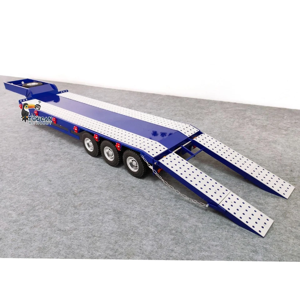Metal Semi Trailer 3 Axle 2-section Electric Tailboard for 1/14 RC Tractor Truck - Image 2 of 4