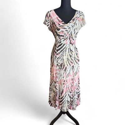 Gerry Weber vintage glam silk zebra print midi dress Size medium