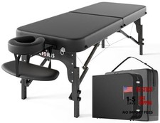 84" Professional Massage Table Portable Reinforced Wooden Leg 2 All Black