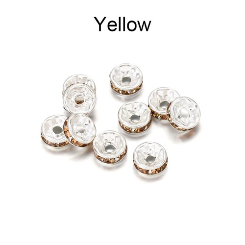 Rhinestone Spacer Beads for DIY Jewelry Bracelet Making Metal Rondelle 10mm 50pc - Picture 19 of 29
