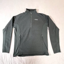 RAB Capacitor Pull-On Sweatshirt Size L 1/3 Zip Pockets Fleece Gray Outdoor Mens