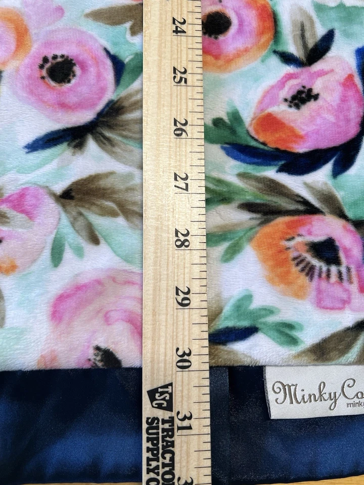 Manta Bebé Minkey Couture Floral Niñas Rosa y Azul Flores 36x 32 Foto 4 de 4