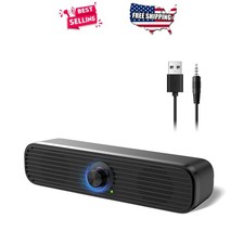 Stereo PC Speakers USB Wired 3.5mm Aux Volume Control For Tablet Smartphone