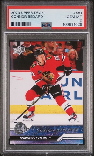 2023/24 UPPER DECK SERIES 2 CONNOR BEDARD YOUNG GUNS PSA 10 NO. 451 ROOKIE RC