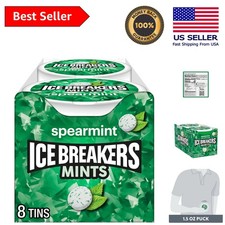 8 x 1.5 oz Sugar Free Spearmint Mints Tins - Instant Freshness Anywhere, Anytime