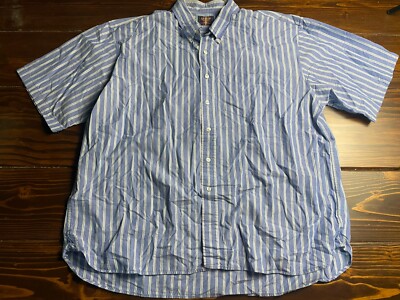 Arrow Shirt, Men's Size XXL, Blue White, Striped, Button Up, Short Sleeve