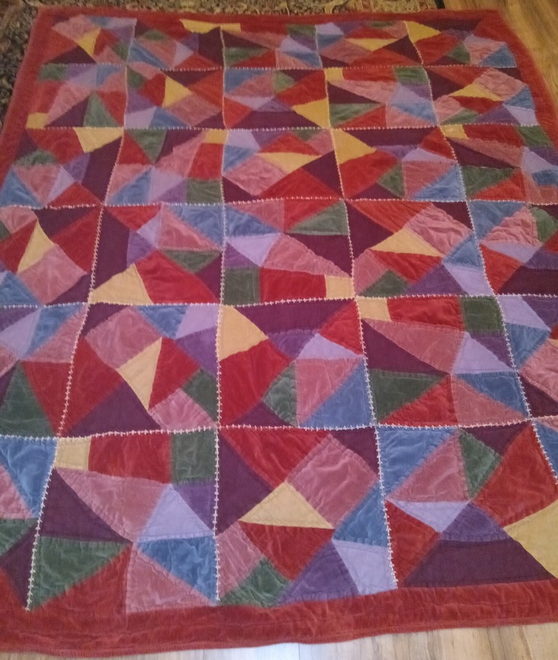 The Company Store Velvet Patchwork Crazy Quilt 83 x 99" Full / Queen