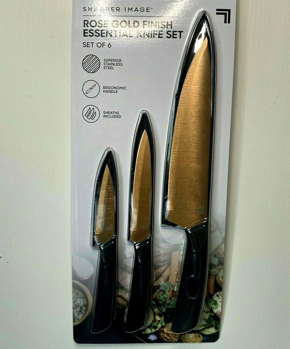 Sharper Image 6-PC Rose Gold Essential Knife Set CHEF +UTILITY +