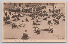 The First Meal American Sailors and Men Eating Food on the Ground