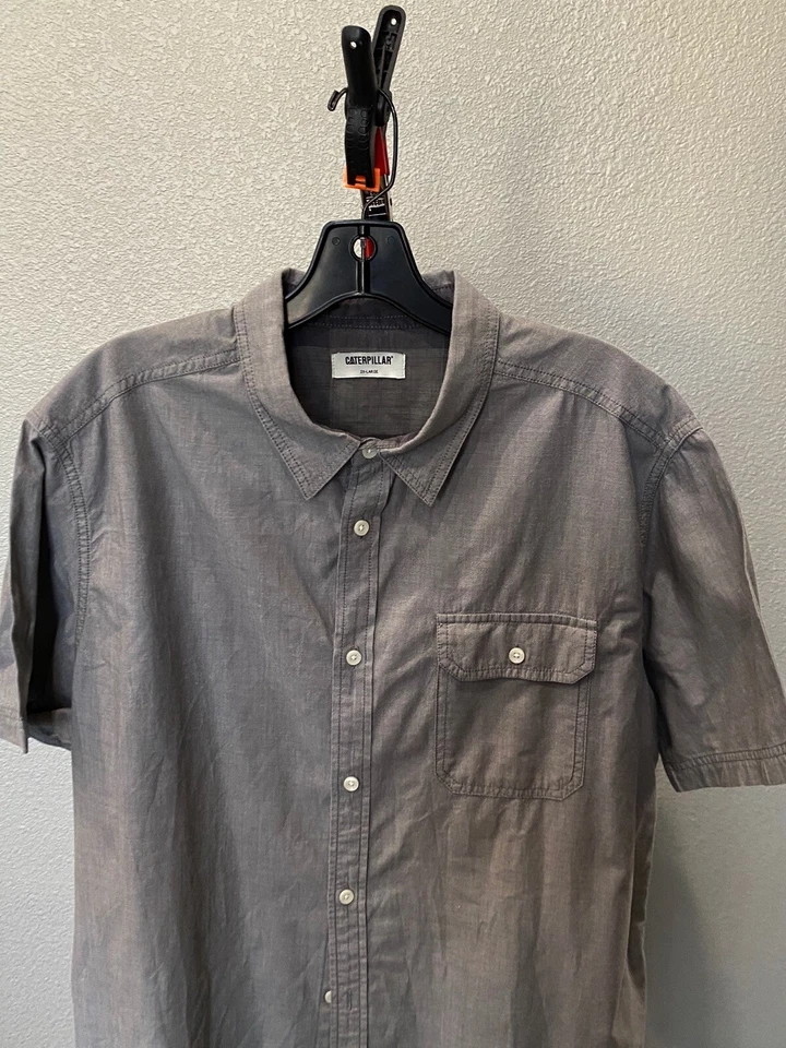Caterpillar Grayish BUTTON UP CAMP SHIRT 2XL XXL  - Image 3 of 4