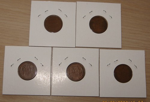5 Wheat Pennies 1917-1936 (4P6-10) Vintage Wheat Pennies Add to Your collection - Picture 3 of 4