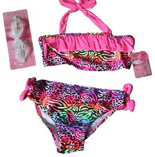 NEW Joe Boxer Little Girls Size Large 10-12-- 2 Piece Bathing Swim Suit UPF 50