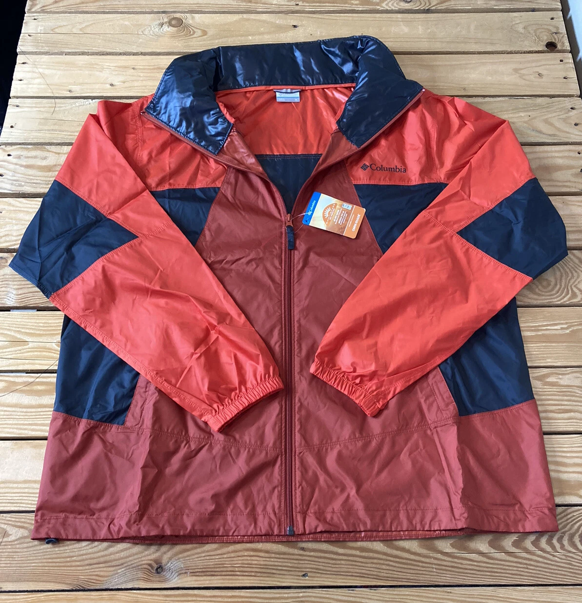 Columbia NWT $75 Men’s point park windbreaker jacket size XL Red Orange HG