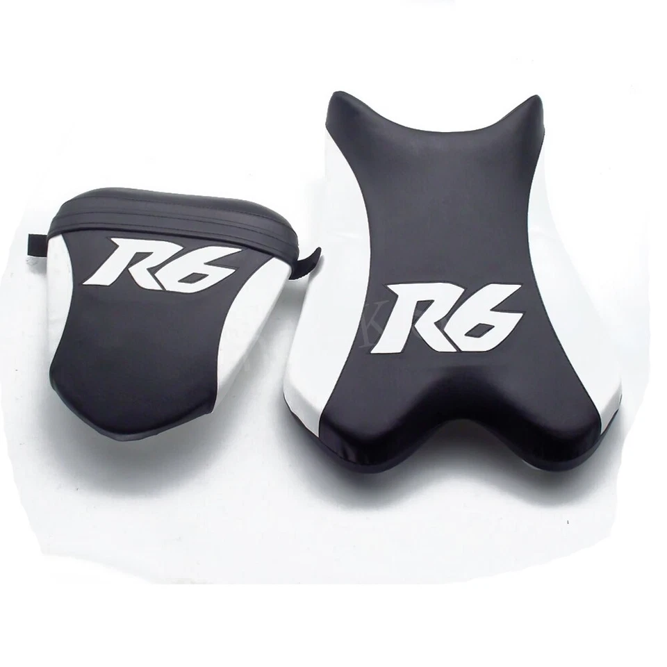 For Yamaha YZF-R6 2008-2016 Front Driver & Rear Passenger Seat Black+White - Image 2 of 4