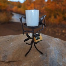 Harvest Pillar Holder-Bird and Leaves-Aluminium-For Use with 3x3 Candles Only