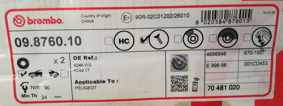 DISCHI FRENO ASSALE ANTERIORE OPEL CROSSLAND X