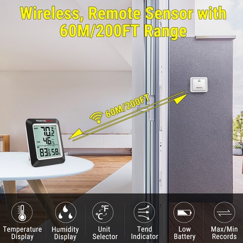 Higrómetro inalámbrico para interiores y exteriores ThermoPro termómetro digital para el hogar + 2 sensores - Imagen 2 de 10