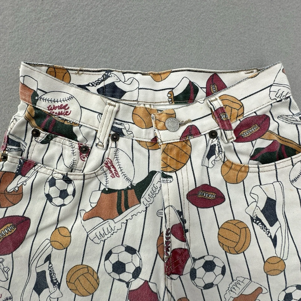 Pantalones Cortos DE COLECCIÓN Gap Niños Medianos 10 Blancos Deportes Rayas Denim Jean Largo Hecho en EE. UU. Foto 3 de 4