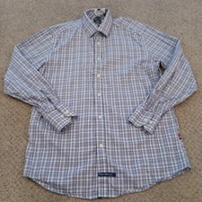 English Laundry Shirt Mens Size 16 Purple Plaid Long Sleeve Button Up Cotton
