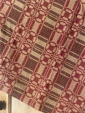 New Primitive Christmas CRANBERRY GREEN COVERLET THROW Woven Tablecloth Blanket