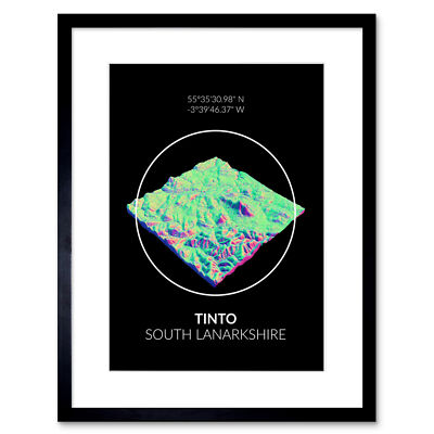 Gerahmter Wandkunstdruck Tinto Mountain Topographie Lanarkshirescotland 9 x 7 Zoll