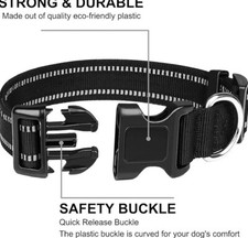 Reflective Nylon Dog Collars Adjustable Classic Collar with Quick Release M